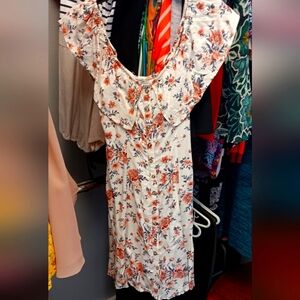 Floral White and Pink Dress